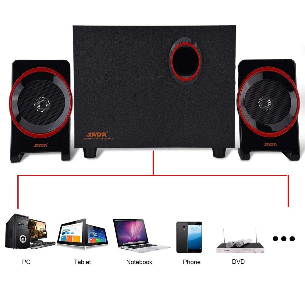 Altoparlante for computer in legno, altoparlanti portatili USB 2.1 cablati in legno Lettore musicale HiFi Bass con subwoofer, audio con altoparlanti in stile classico retrò for PC desktop, laptop, DVD