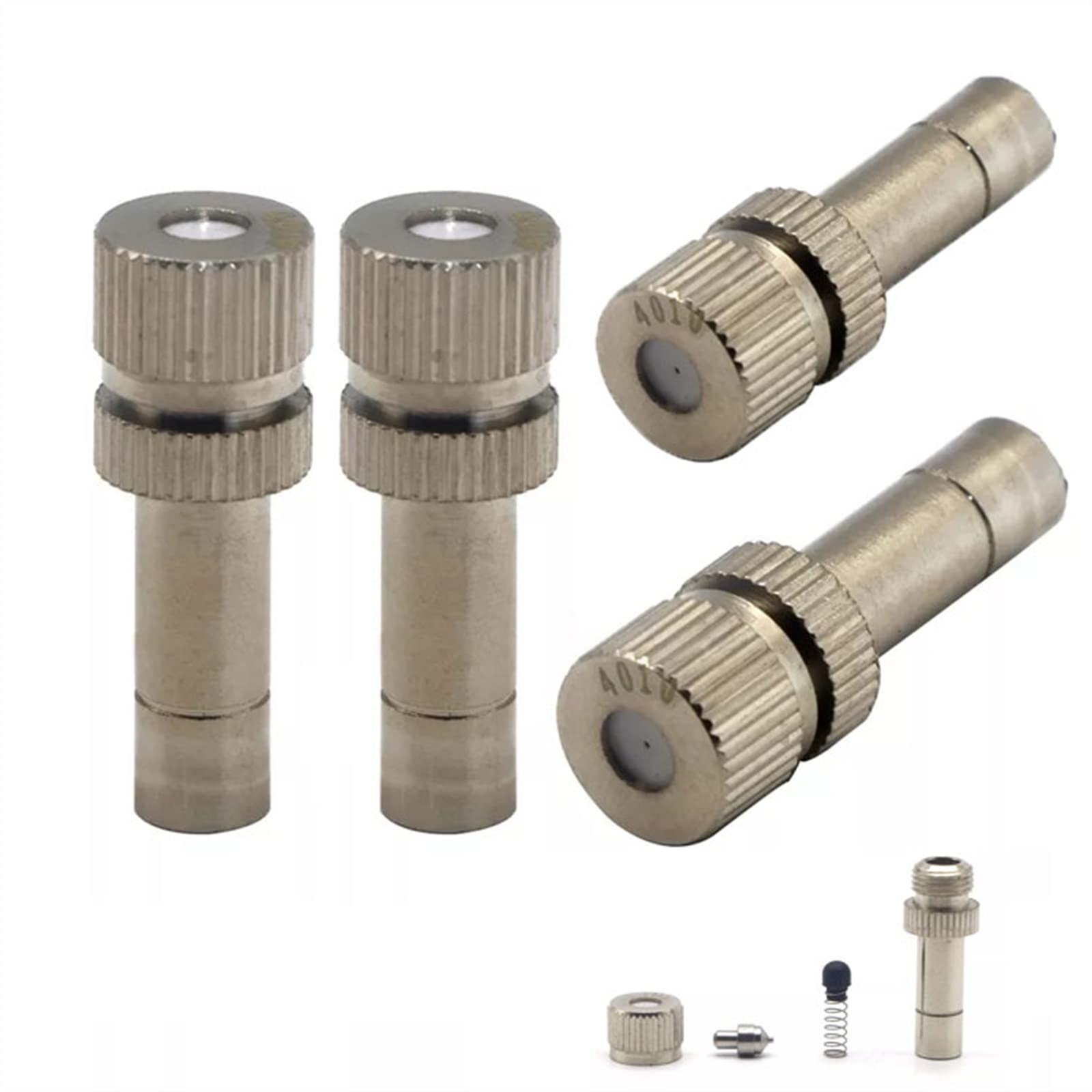 SOHNVWTGD 90PCS Quick Connector Brass Misting Nozzles for Outdoor Cooling System Low Pressure Fogging Spray Head MicroMist Nozzle with 6MM Connection(0.15mm)