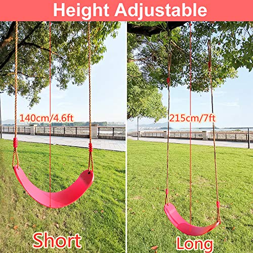Xinlinke Children Swing Seat Set Rope Adjustable with Tree Hanging Straps Snap Hooks Kids Indoor Outdoor Backyard Playground Playset Swingset Replacement Accessories Red