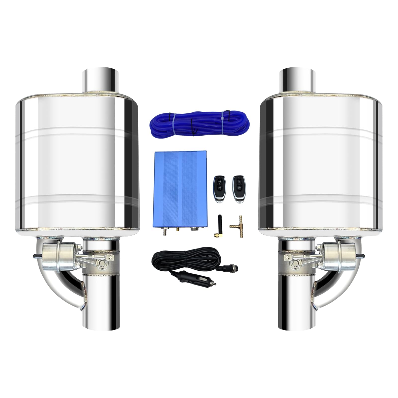 2 Inch Valved Muffler Exhaust Cutout with Muffler Cat Back Exhaust System Kit (2pcs)