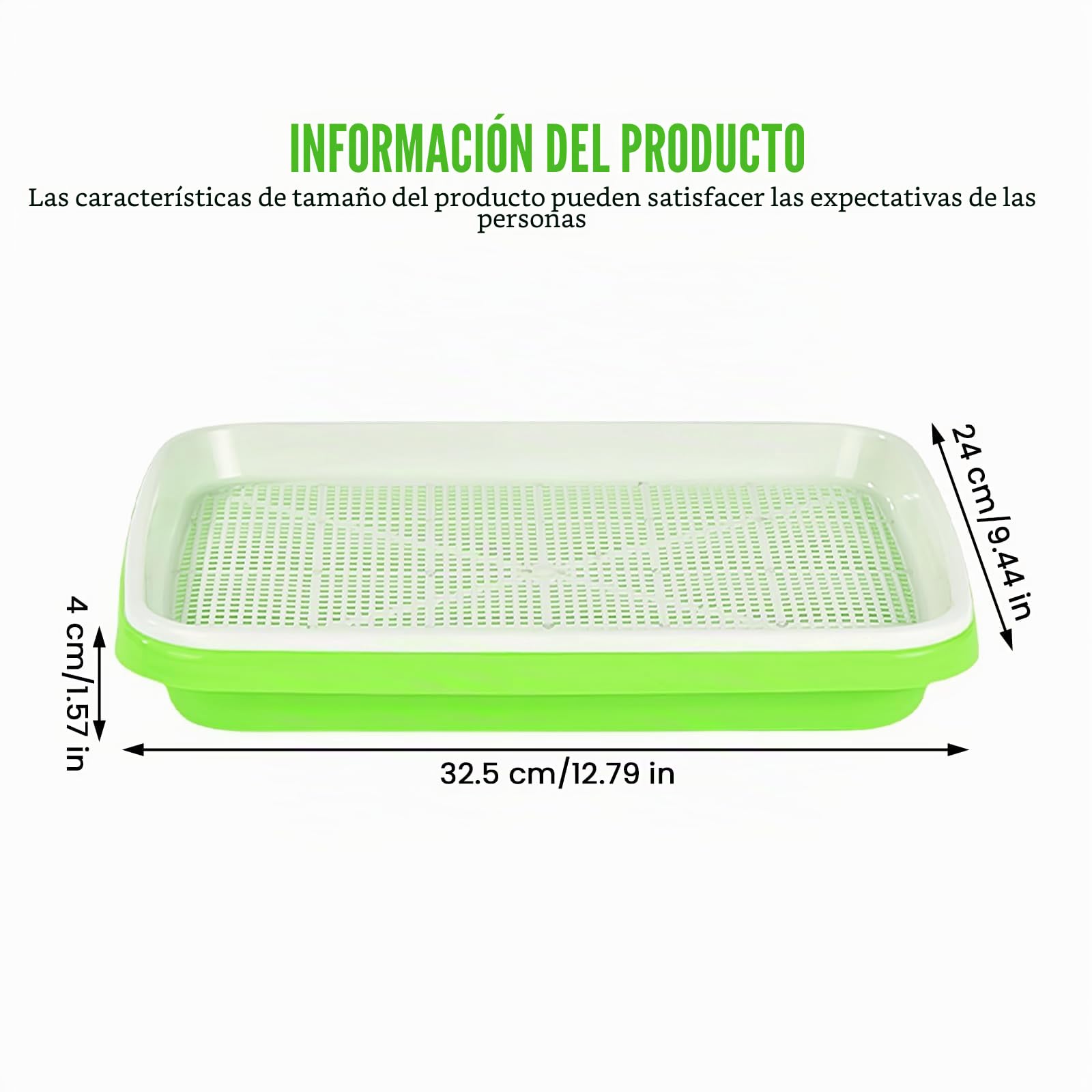 5 bandejas para brotes, juego de cultivo de brotes, berros, recipiente para germinar pasto de trigo, bandeja de germinación, para el cultivo de frijoles mungo alfalfa y hierba de trigo, 32,5 x 23,5 x