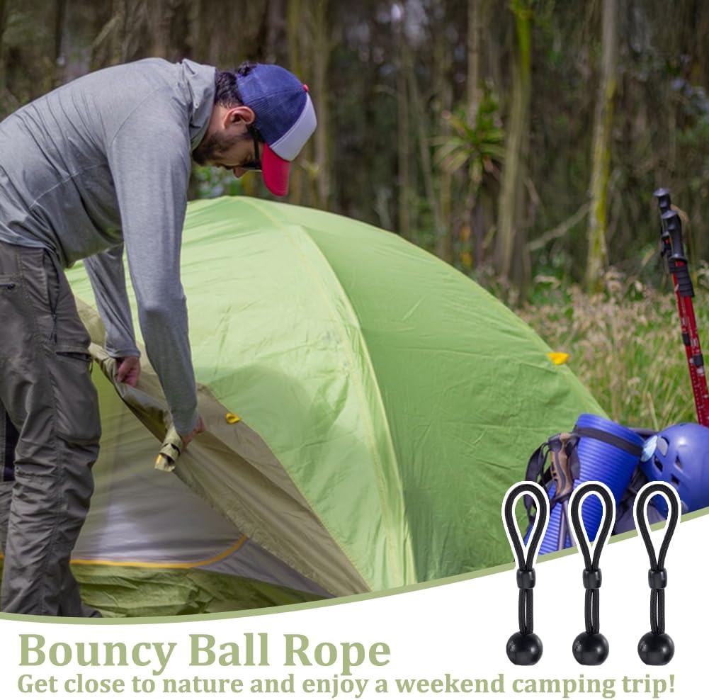 NBEADS 12 Pcs Bungee Balls, Black Ball Bungee Cords Ties Sun Shade Tie Down Straps for Roller Blinds Curtain Camping Tents Cargo Home Organization, 3.94 Inch