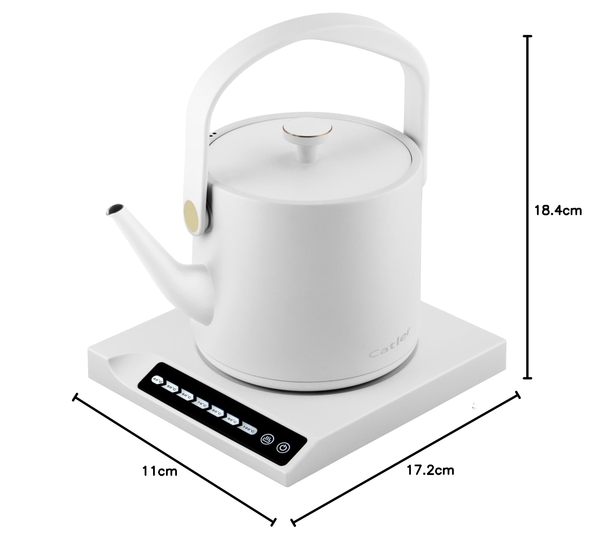 Bouilloire Électrique Charlotte à Température Variable 40-100°C, 0,6 L, Panneau Tactile, Passoire Amovible, Acier Inoxydable, Fonction Garder au Chaud, Protection Contre Surchauffe