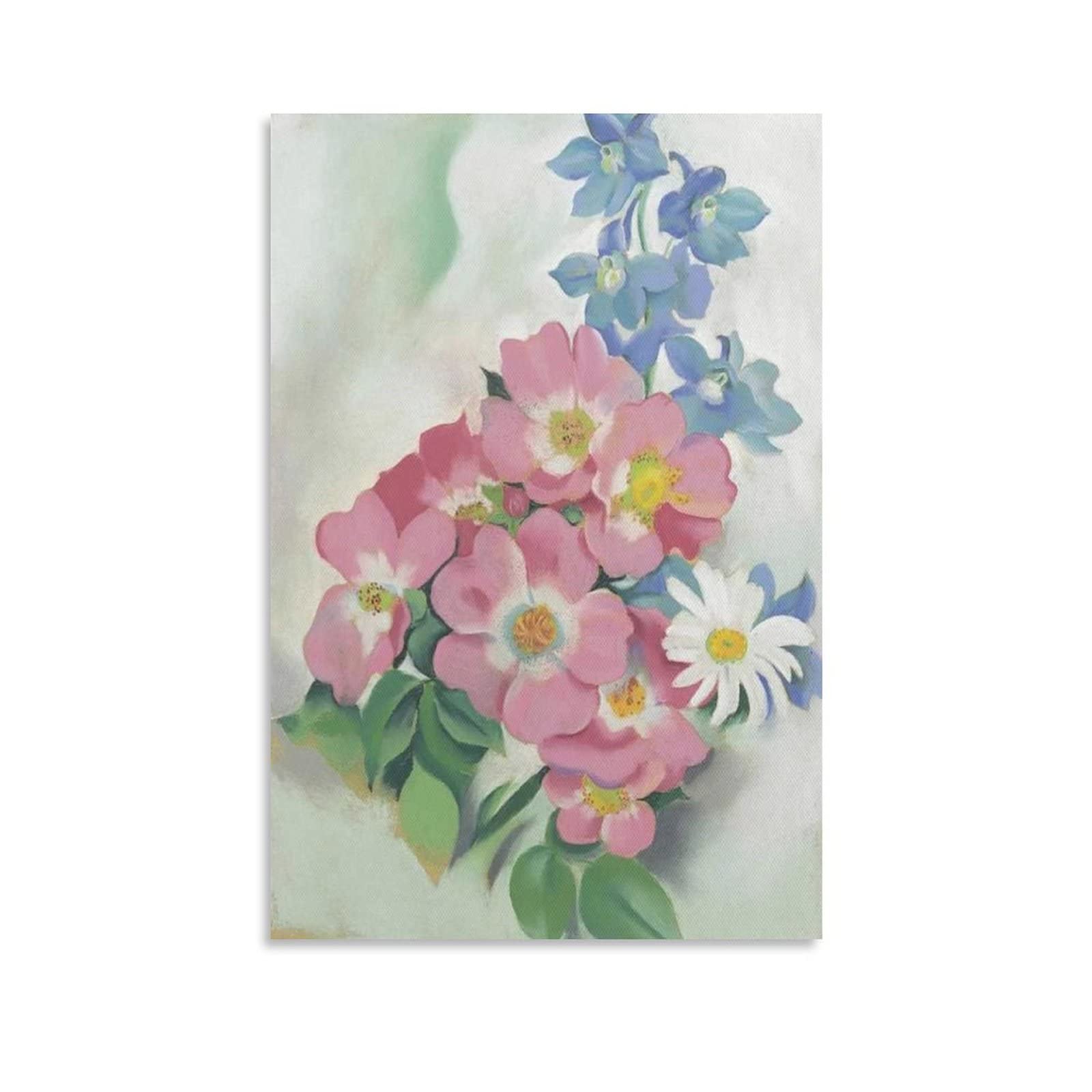 SAIJING Pink Roses And Larkspur 1931 by Georgia Okeeffe Painting Canvas Painting Poster Wall Art Decorative Picture Prints Modern Decor 12x18inch(30x45cm)