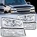 Nilight Headlight Assembly for 2003 2004 2005 2006 Chevy Silverado Avalanche 1500 1500HD 2500 2500HD 3500 Chevrolet Pickup Replacement Headlamp Housing Bumper Lamp Set