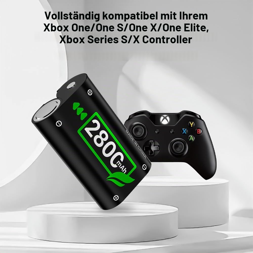 4 Pack (2800mAh) Akku für Xbox One Controller, 2025 Neue Upgrade 0 Zyklus Höhere Kapazität Wiederaufladbare Batterie Ersatz für Xbox One/One S/One X/One Elite, Xbox Series S/X
