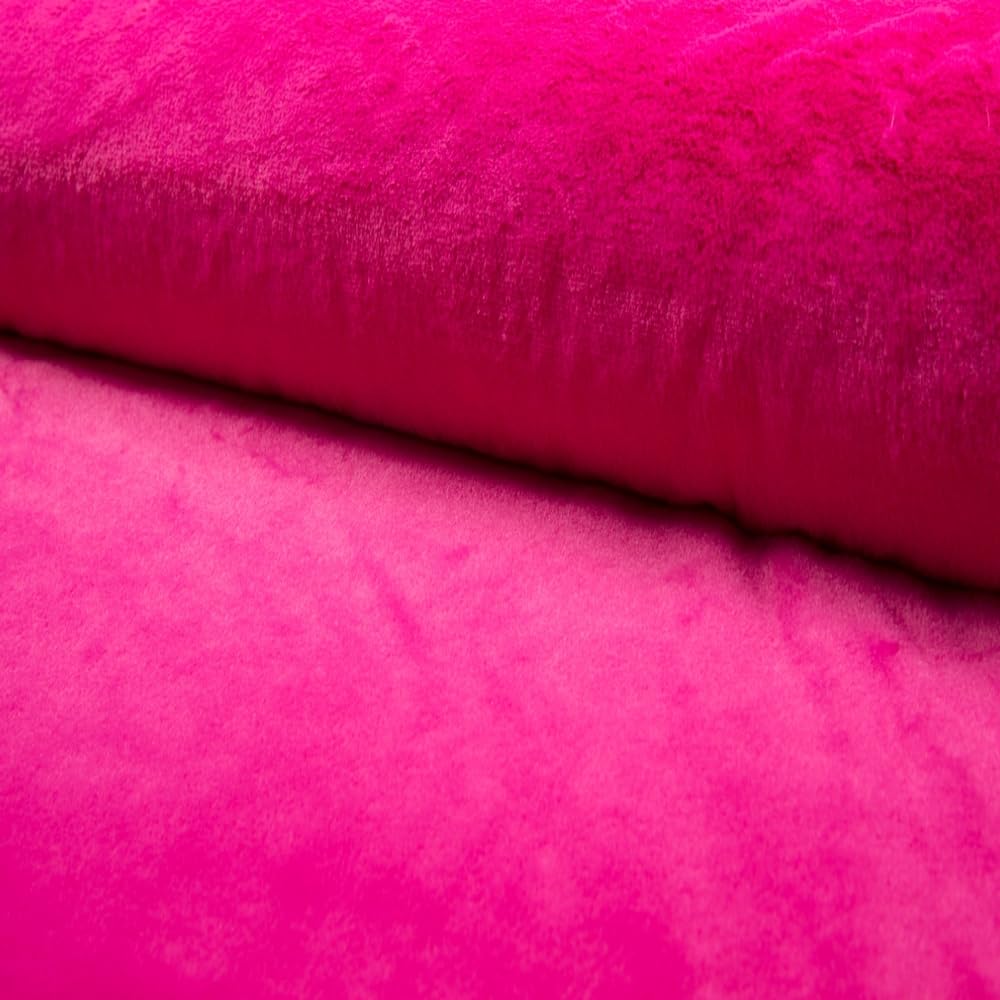 Fabrics-City fuchsia tissu fausse fourrure de lapin premium, imitation peluche douce, molle et hirsute pour vêtements, accessoires ou décoration, vente au mètre, 4574