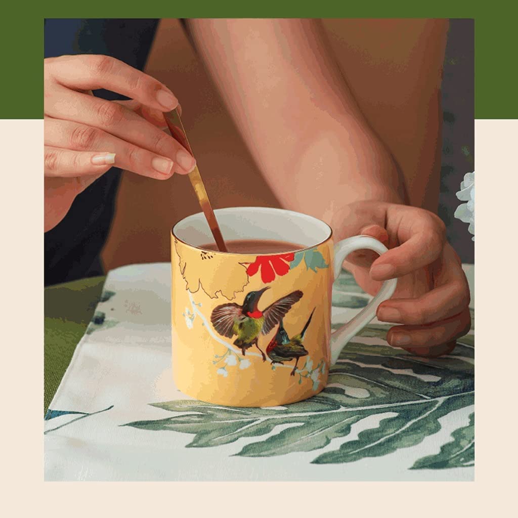 Tazzine Caffe Tazze Caffe Tazza Da Caffè Dipinta A Mano In Bone China, Tazza Da Caffè Creativa In Stile Cinese Da 250 Ml, Tazza Multifunzionale Con Disegno In Oro Tazze Cappuccino(H)