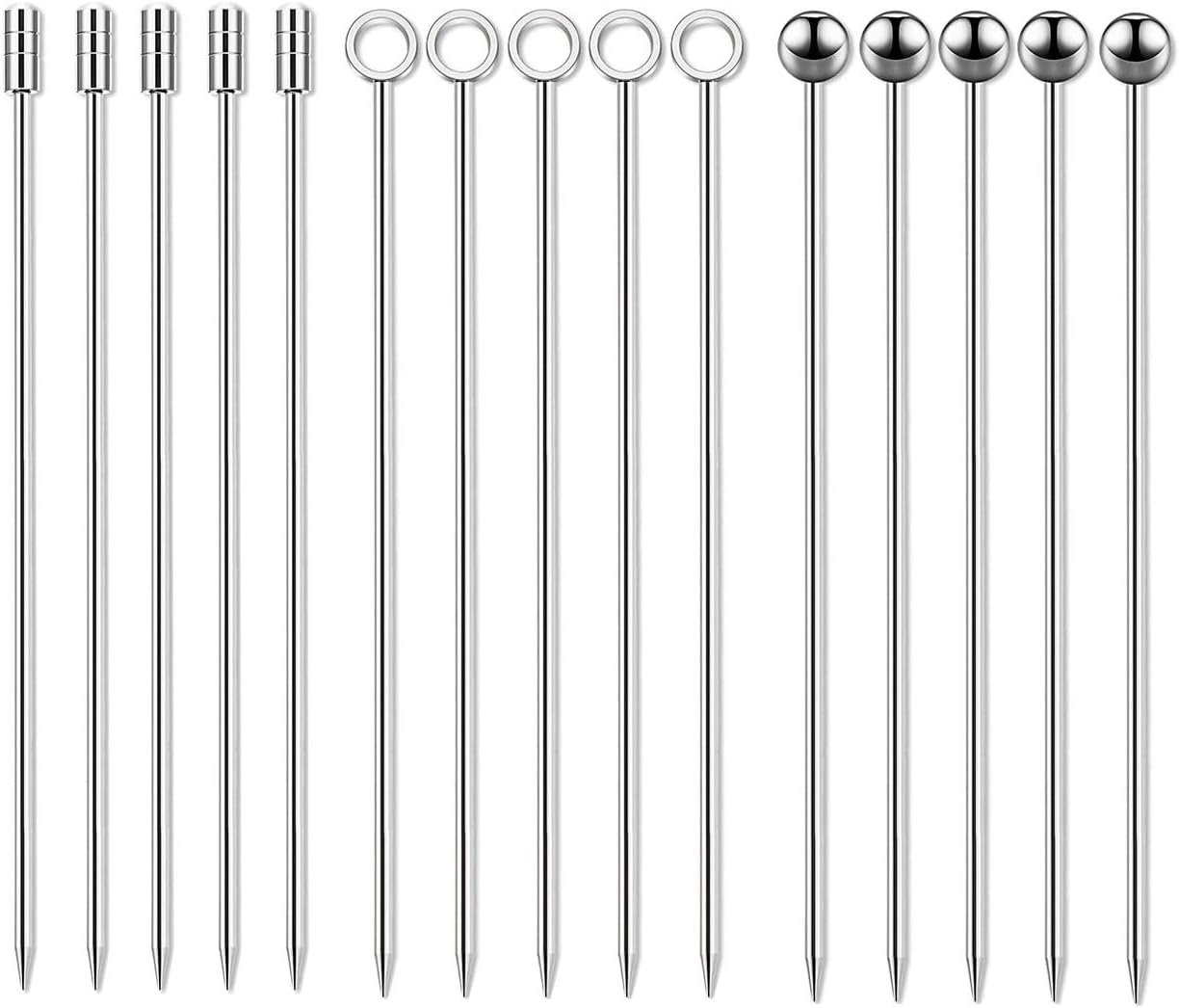 Cocktail Picks Stainless Steel Martini Skewers Olive Drink Picks Set