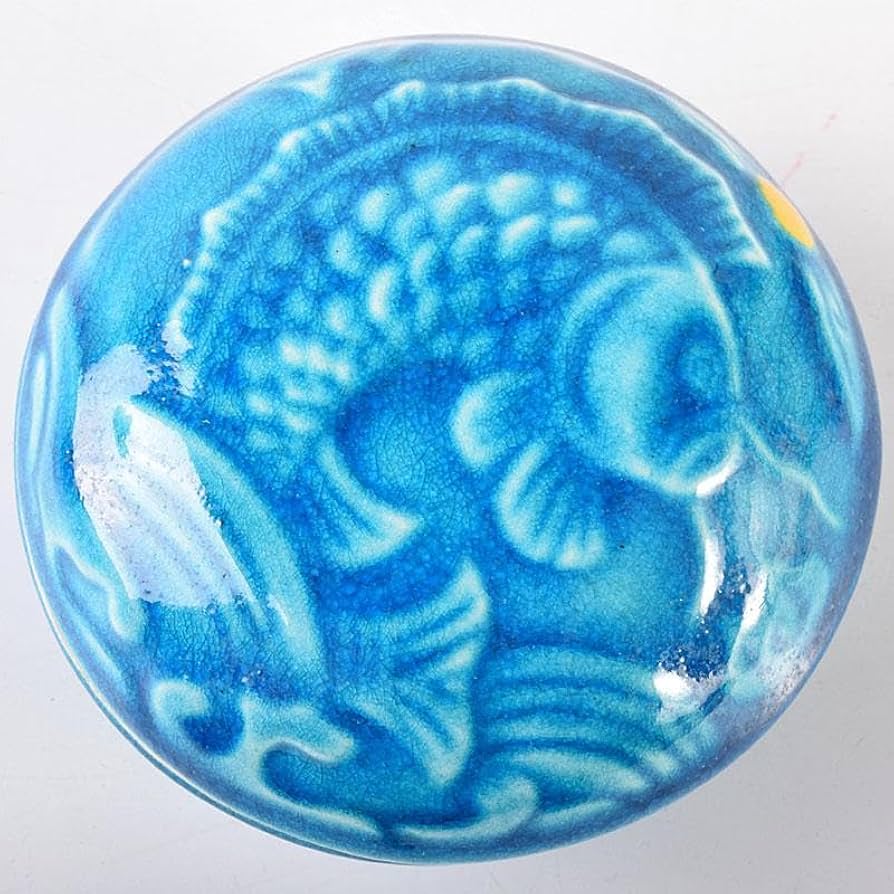 Amazon.co.jp: 茶道具 萬古焼 加賀瑞山造 トルコ釉 荒磯魚文香合