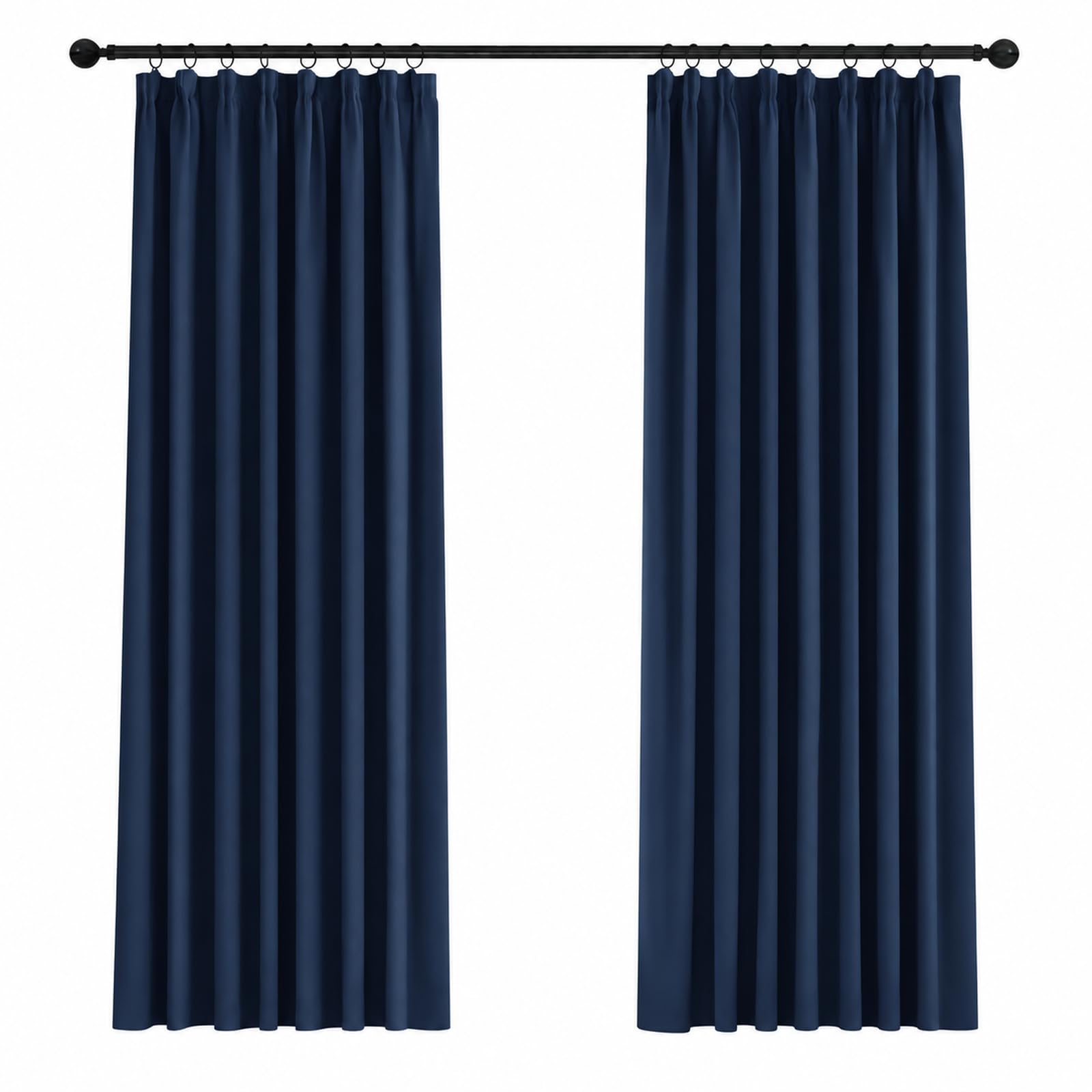 Gardinen Vorhang Blickdichte Verdunkelungsvorhang Kräuselband gegen Kälte, 180x140cm(HöhexBreite), Dunkelblau, 2er Set
