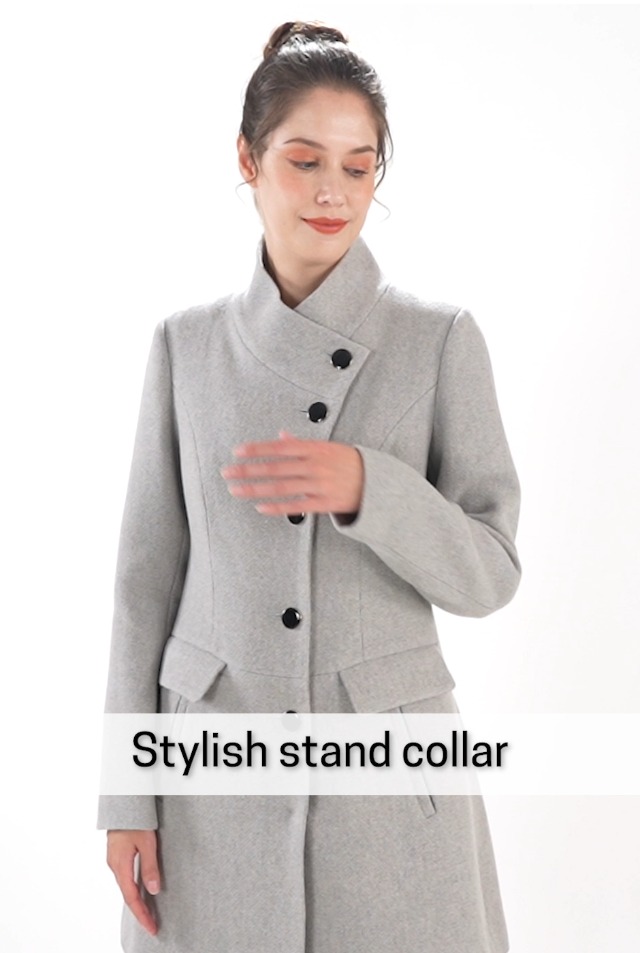 Amazon.com: BGSD Women Sue Wool Blend Stand Collar Walking Top