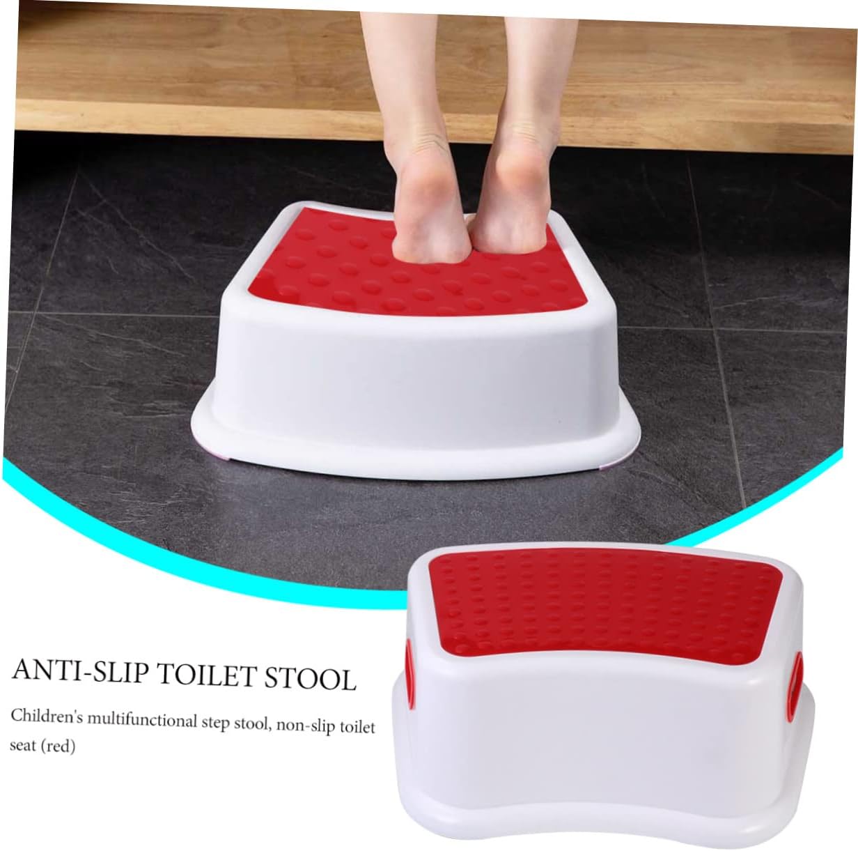 Luxshiny Portable Footstool Lightweight PP Plastic Stool Non Slip Multifunctional Small Step Stool for Boy Girl Red