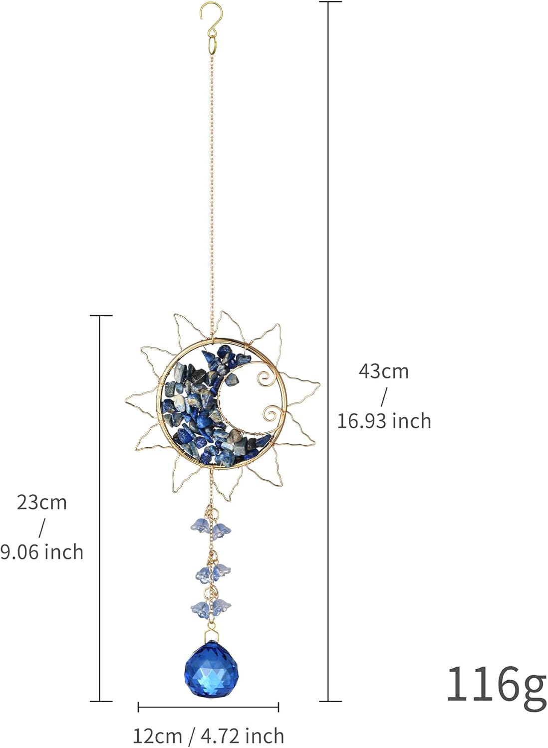 Hanging Sunlight Catcher, Sun & Moon Crystal Suncatcher, Crystal Hanging Ornament, Hanging Crystals for Decoration, Festival Gift, Window Decoration (Blue) - Image 6