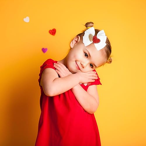 Miniatura 3 de 4 pinzas para el cabello para el día de San Valentín, con lazo de corazón, accesorios para el cabello, lindas lentejuelas con purpurina, pasadores