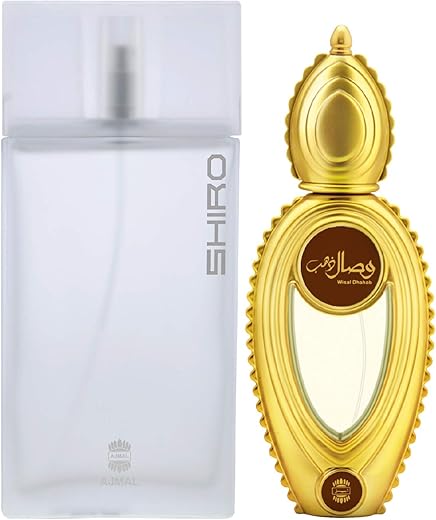 Ajmal Shiro EDP Citrus Spicy Perfume 90ml for Men and Wisal Dhahab EDP Fruity Floral Perfume 50ml for Men FREE