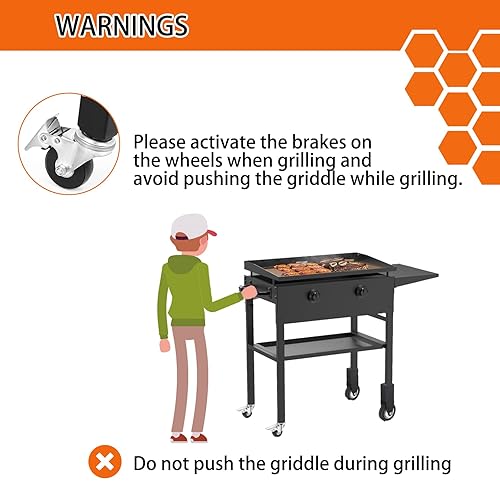 Miniatura 5 de Ruedas de plancha mejoradas para plancha Blackstone de 28 pulgadas, accesorios de plancha para piezas de ruedas Blackstone con freno, rotación libre