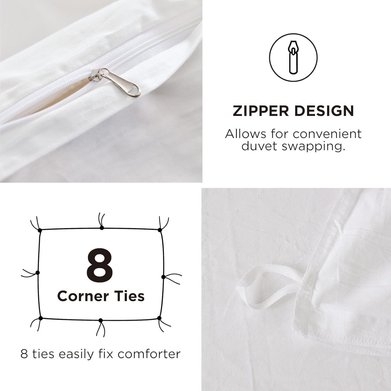 White Duvet Cover Queen Size Bedding 3 Pieces,1 Duvet Cover 68“x86” 2Pillowcases Soft, Cozy and Breathable Duvet Cover Set For All Seasons -Zipper Closure With Four Corner Ties(White, Twin 68”×86”)