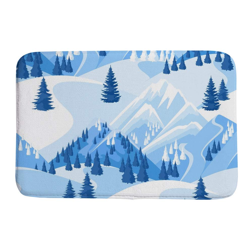 Tapis de bain en velours de corail CHEHONG motif bleu neige