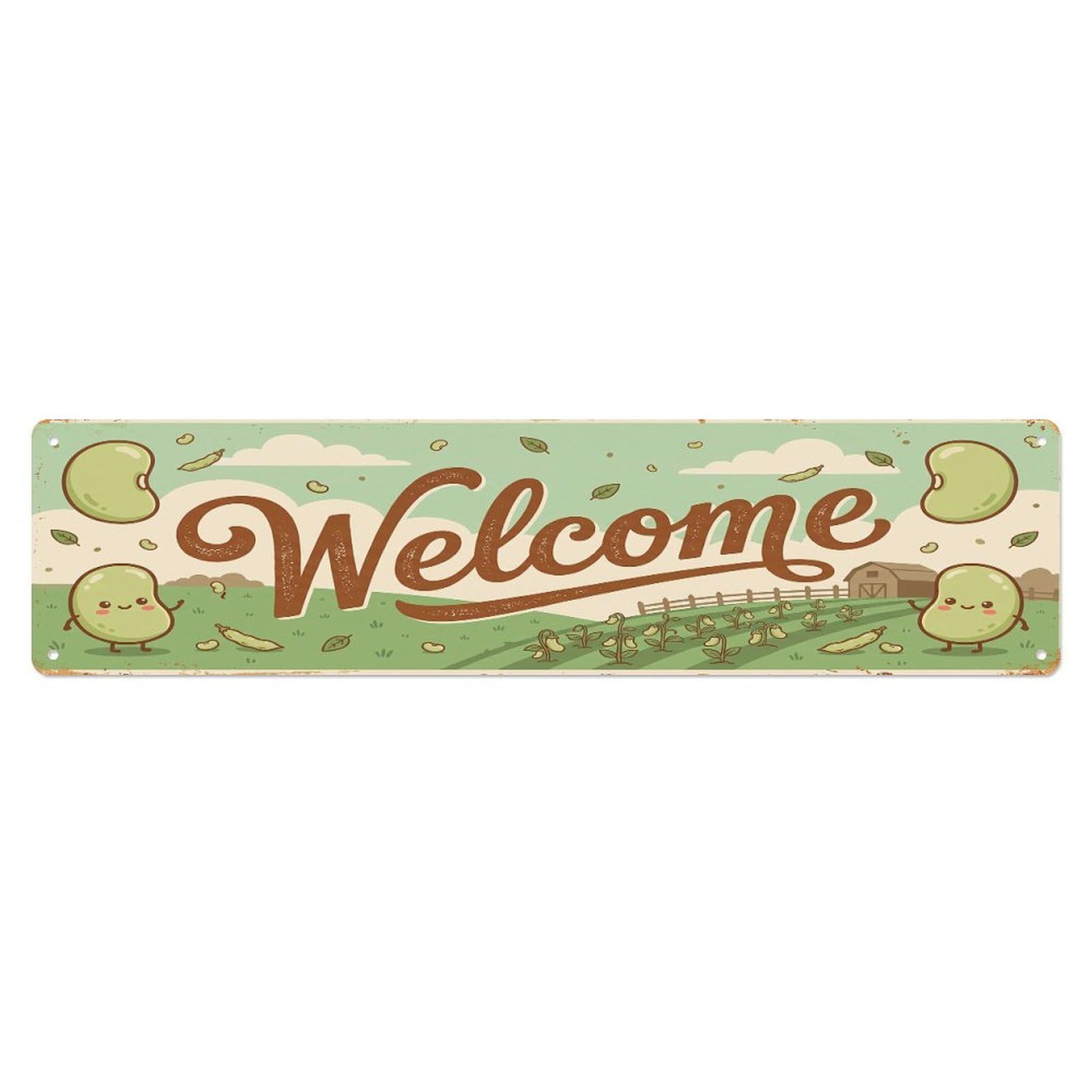 Olhnbad 4X16inch(10X40cm) Vintage Welcome Lima Bean Metal Tin Sign