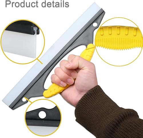 Miniatura 6 de Cuchilla de agua antideslizante para secado de automóvil, limpiador de agua de 12 pulgadas, escobilla de silicona de goma natural para ventana,