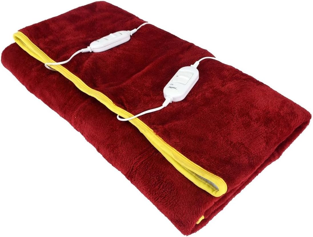 Utopia Bedding Under Blanket Polyester Shock Proof and Heating Electric 300 TC Double Bed Warmer Blanket Skin Friendly 60X60 Inch (Maroon)