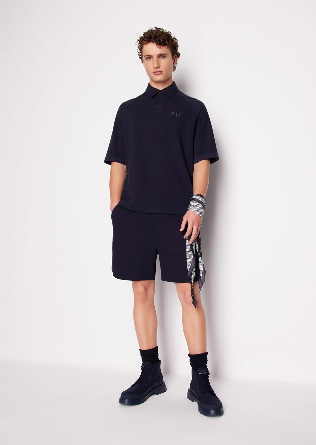 Armani Exchange Mens Loose Fit Waffle Polo - Image 3