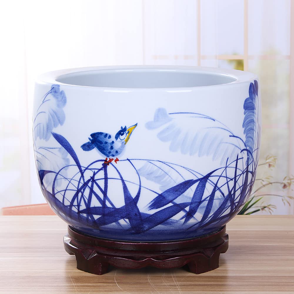DFGHNBVC Chinoiserie Blue And White Porcelain Ceramic Flower Pot Large Thickened Indoor Succulent Orchid Fortune Tree Bonsai Green Plant Flower,C