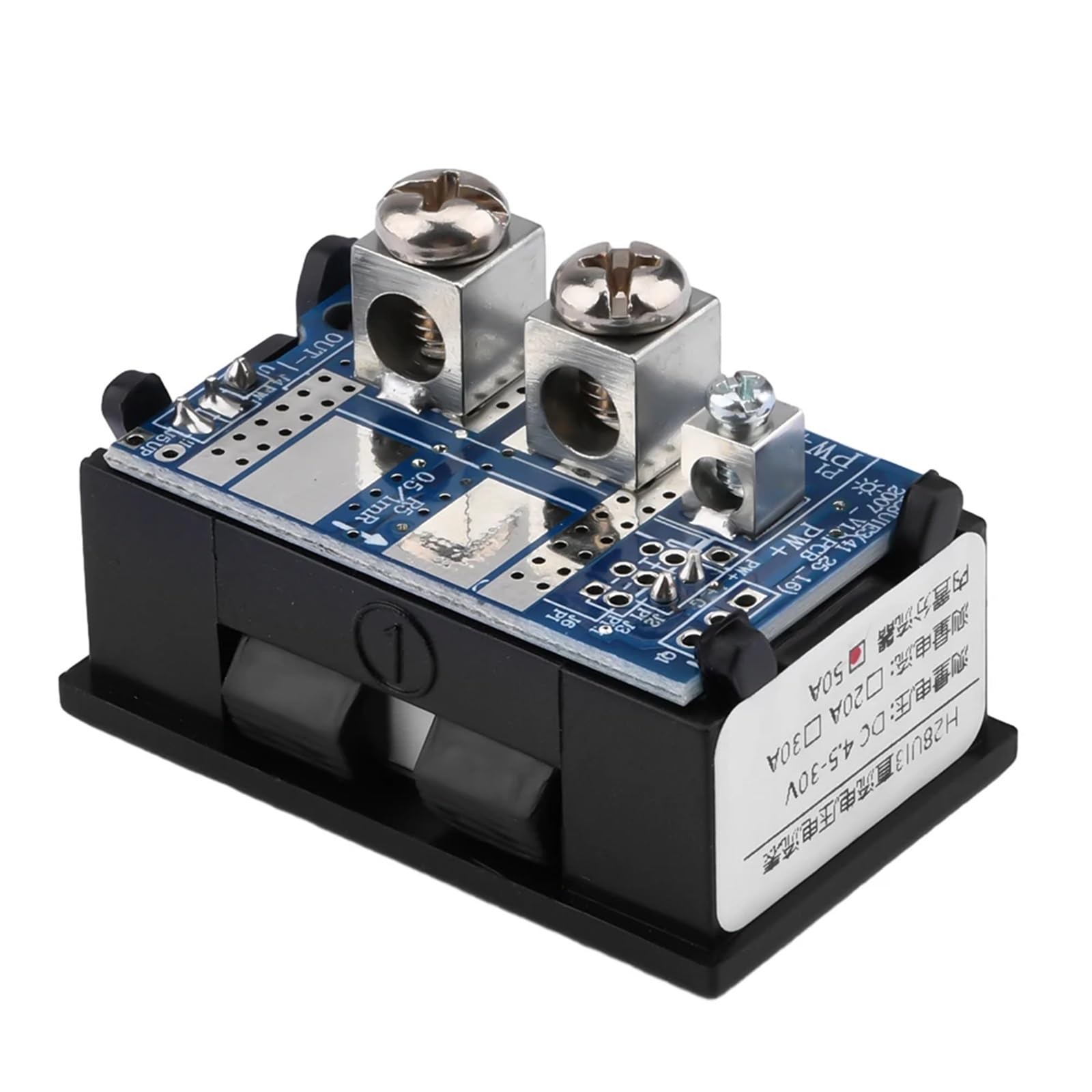 DC 4,5-30 V, 30 A, 50 A, Mini-Voltmeter, digital, Amperemeter, 3 Bits, 0,7 cm (0,28 Zoll), doppelter LED-Voltmeter, Tester mit eingebauter Bypassung, (WHITE)