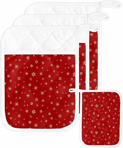 Miniatura 23 de Juego de 2 agarraderas de tela de toalla para cocina, antideslizantes, aislantes y térmicas, con bolsillo, guantes gruesos para horno, posavasos