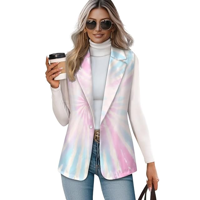 Womens Casual Vest Tops Sleeveless Blazer Suit Lightweight Work Office Outerwear Waistcoat