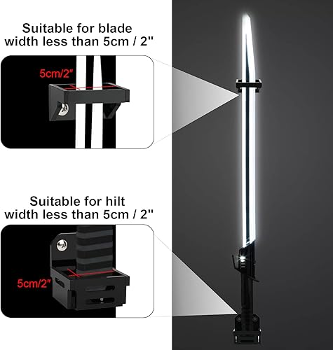 Vista 3 de Cosmos 1 juego de soporte de pared para sable de luz, soporte de exhibición de sable oscuro acrílico negro, soporte de pared para sable oscuro