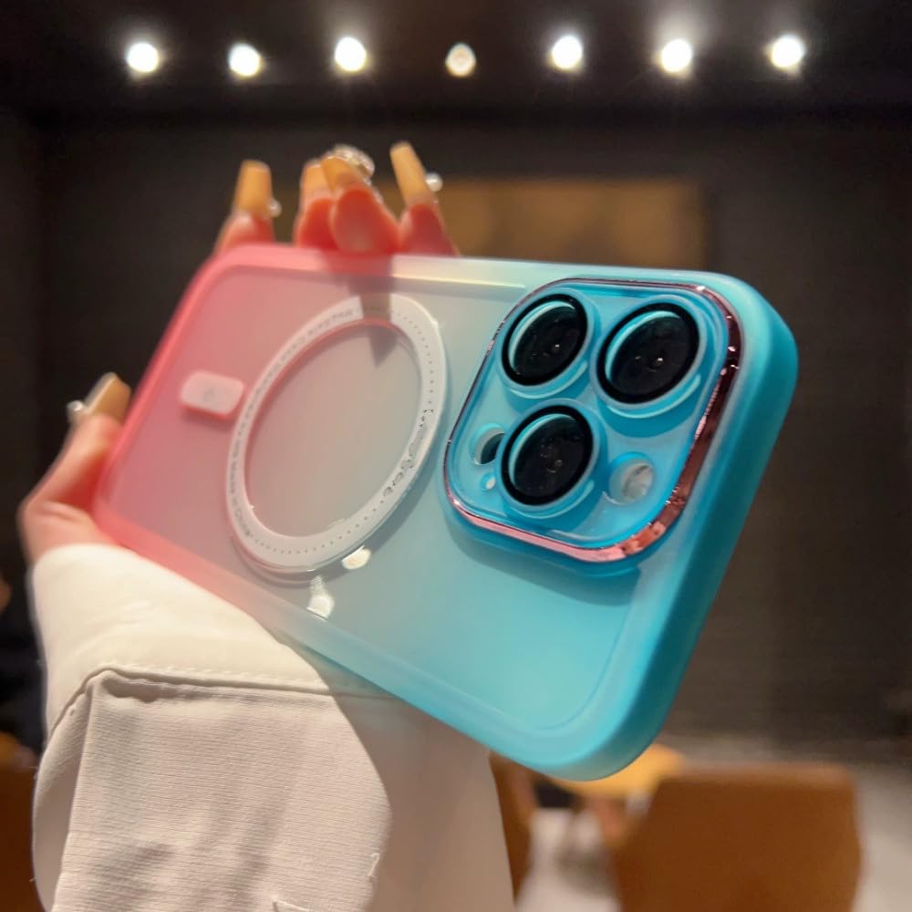 Étui dégradé pour iPhone 15 Pro et Max coque transparente bleu rose - 8