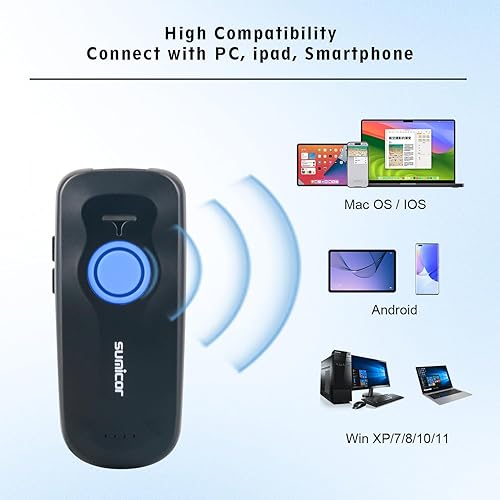 Miniatura 5 de Sumicor Escáner de código de barras Bluetooth 1D, sensor CCD, códigos de pantalla, tamaño de bolsillo, mini lector de códigos de barras, escáner
