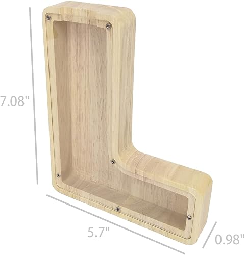 Miniatura 5 de FixtureDisplays Alcancía de madera con nombre inicial personalizable de 7 pulgadas de alto, alcancía con nombre personalizado, letras del alfabeto