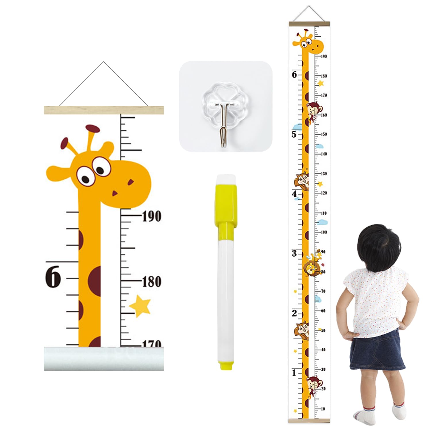 Tableau De Mesure Mural Croissance Enfants 0-200 Cm - Règle Adhésive Amovible Et Impermeable Pour Garçons Et Filles