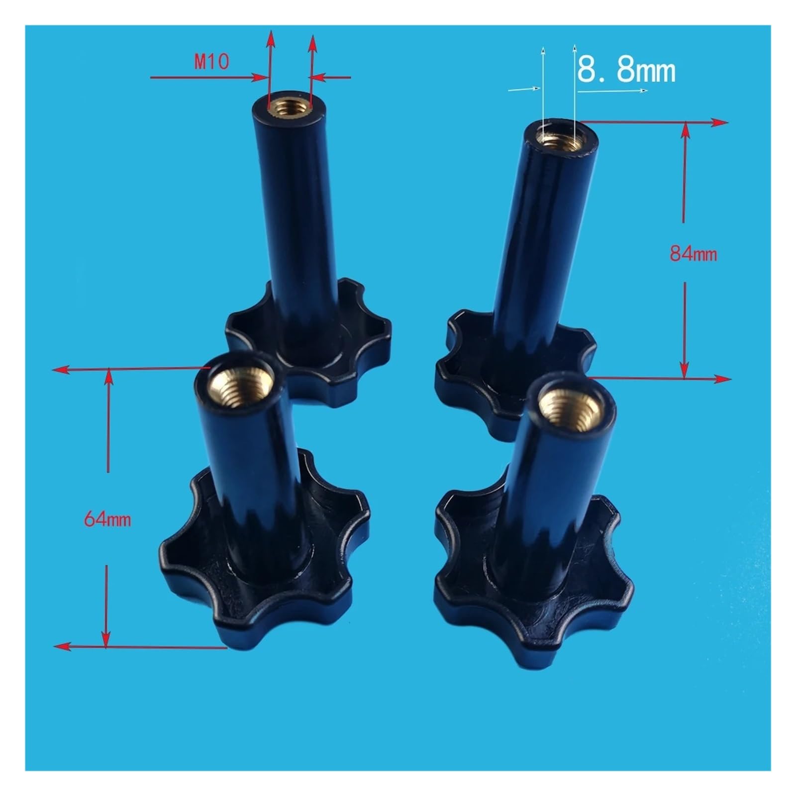 M10 Plastic Screws Black Color 4 in 1 Tight Nuts Fittings Clamping Bolts Compatible for YKF Soft Ice Cream Machines Accessories