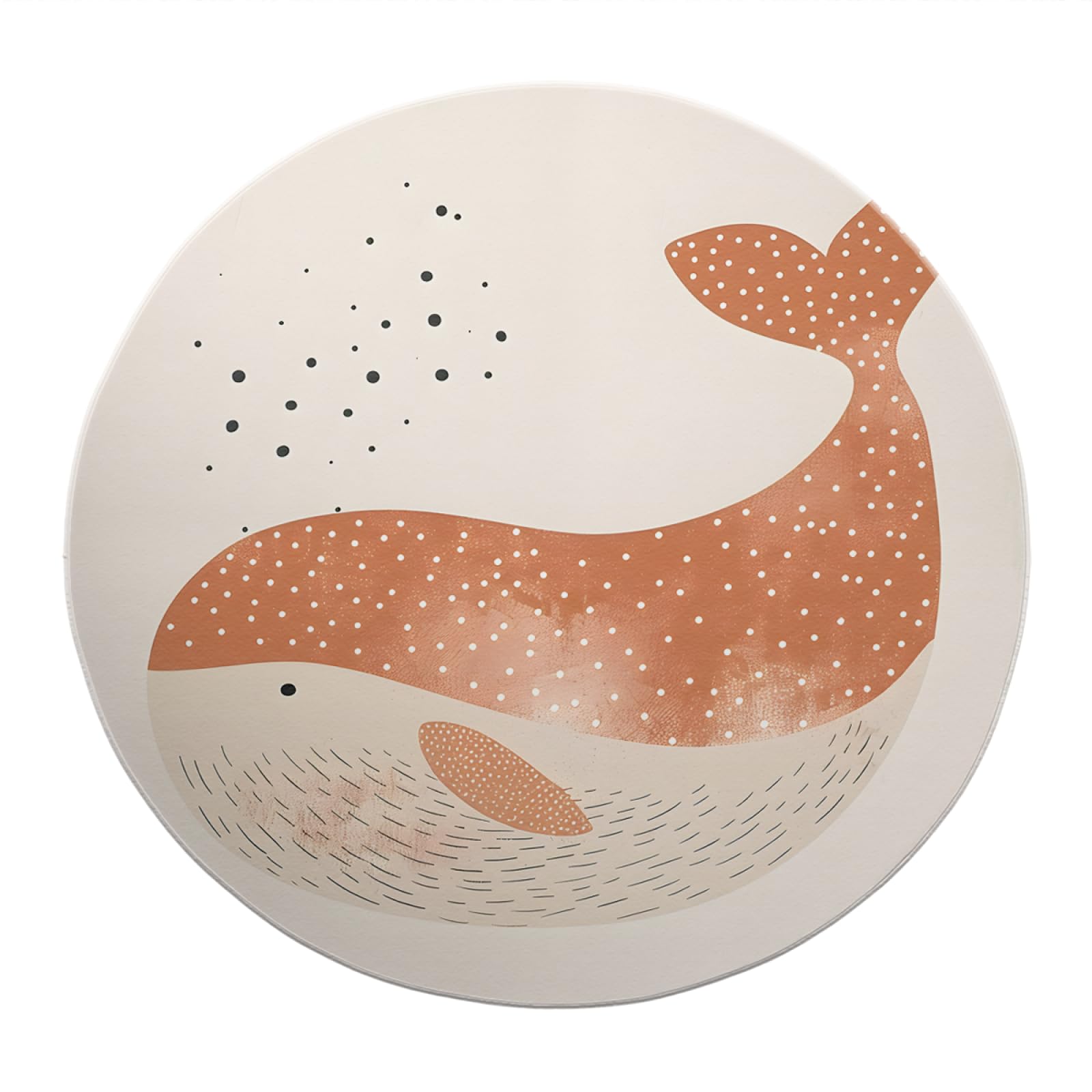 Tapis Ronds de Style Dessin animé 100cm Vie Marine Mignon Motif Baleine Lavable antidérapant Pliable Mince Cercle Tapis pour canapé Salle à Manger