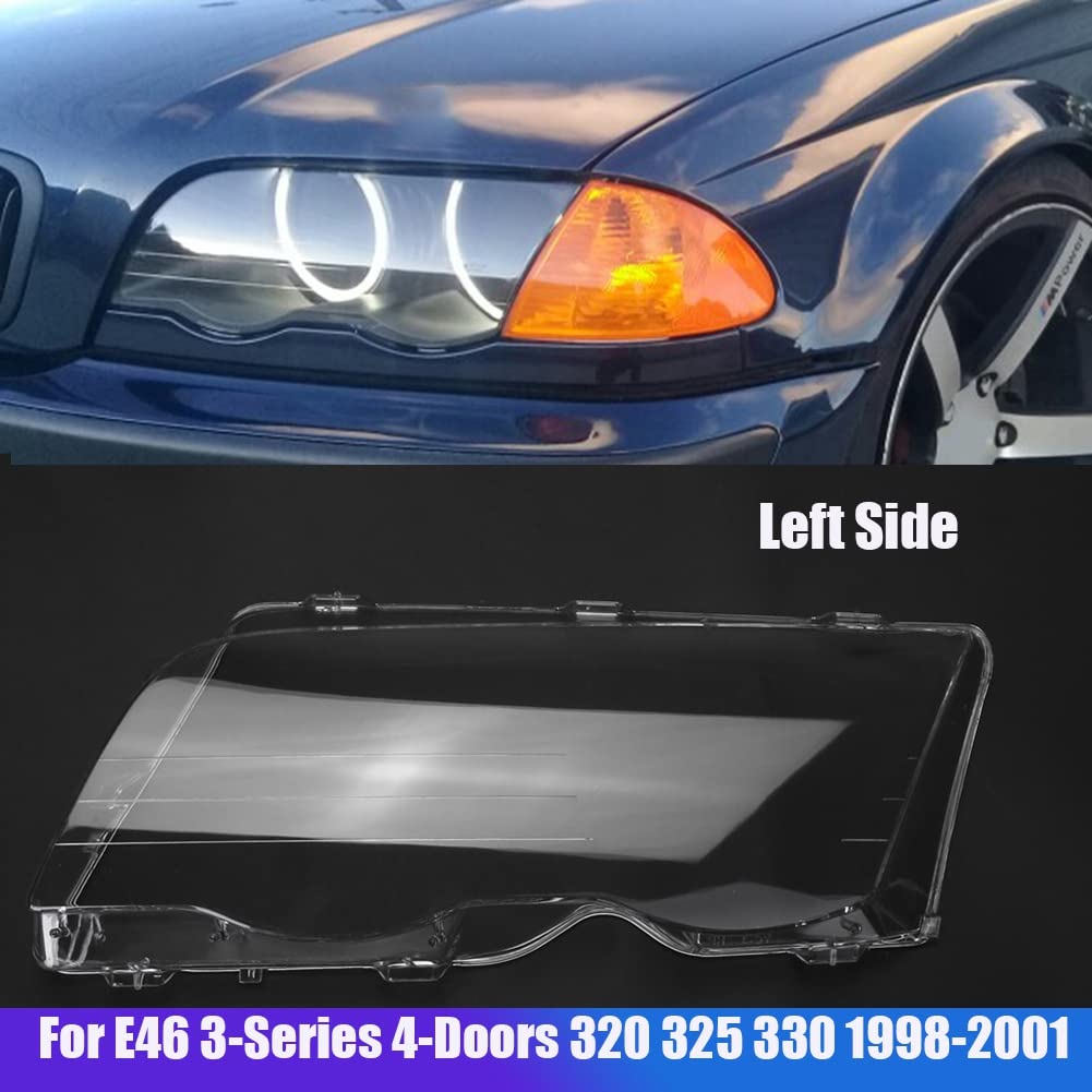 Par De Cubiertas De Lentes De Faro Delantero Para BMW Serie 3 E46 1998-2001 – Cristal Transparente, Reemplazo Directo