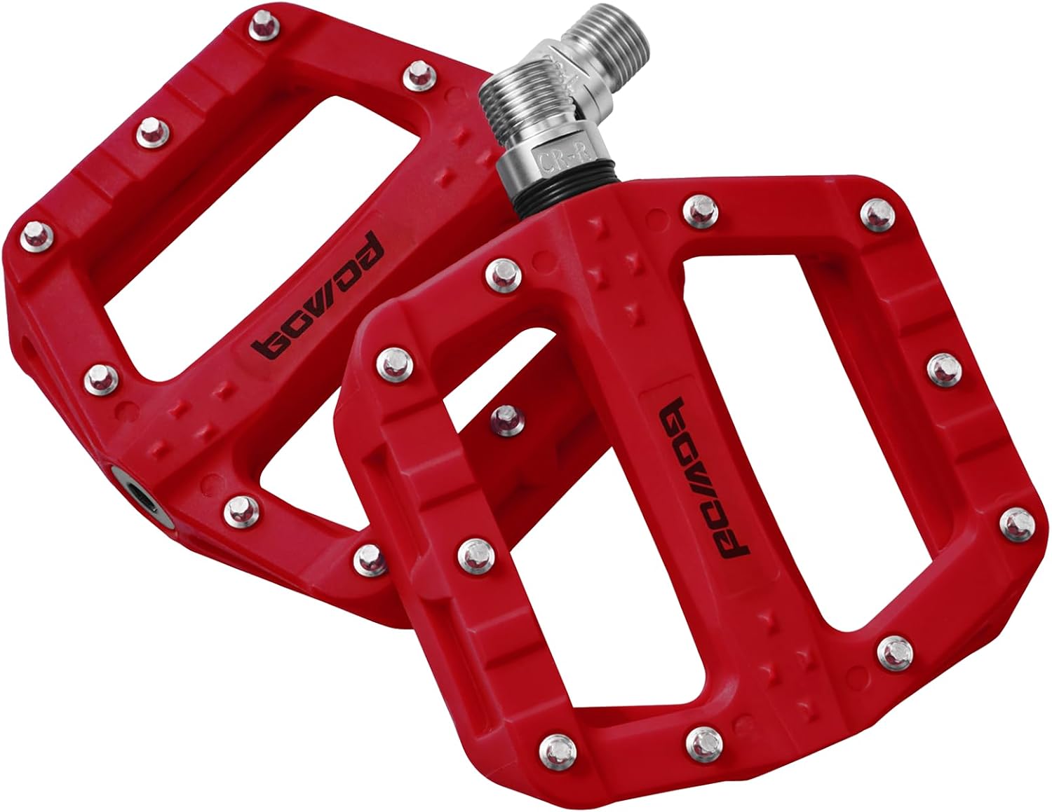 Flat MTB Bicycle Pedals Mountain Bike Colored Pedals, Glass-Fiber Nylon Composite Platform Pedal w 9/16" Sealed Cr-Mo Spindle, BMX Gravel Road Bike Pedals Clipless for Adult Women Youth Bikes