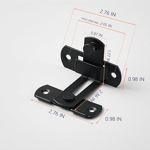 Miniatura 2 de Cerraduras de cerradura de puerta de granero abatibles  Cerradura de 90 grados para mayor seguridad en tu hogar, adecuado para baño, garaje,