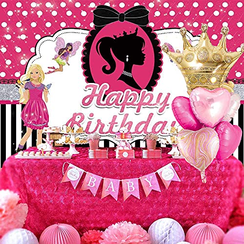 Image of Pink Balloons Birthday Decorations,Gold Crown Princess Foil Balloons Set for Girls Women Party Decorations Baby Shower
