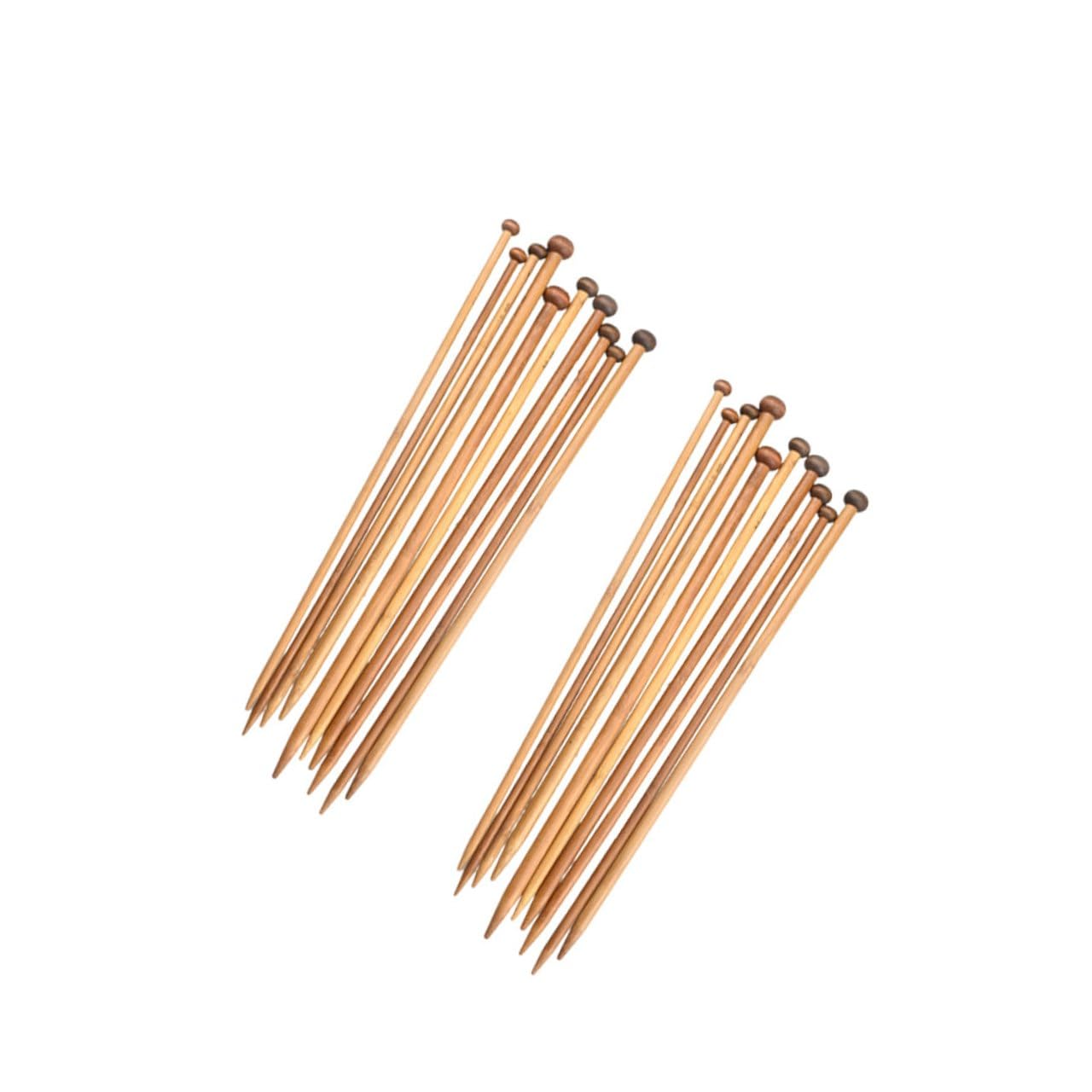 LOLIPPYY Juego de 18 Pares de Agujas de Tejer Rectas de 35 CM Sola Punta Madera de Bambú Oscura Accesorios para Tejer Suéteres Largos y Costura DIY
