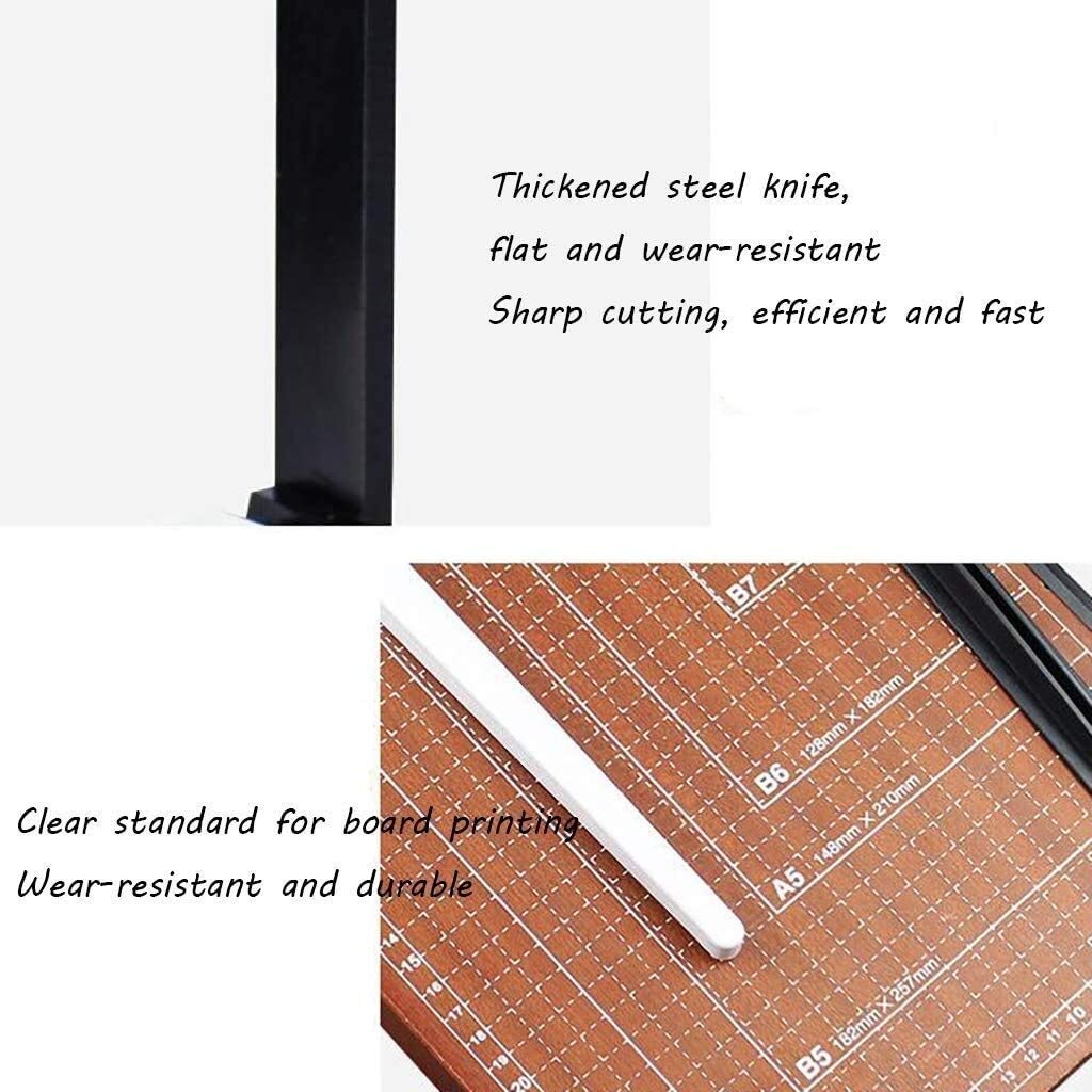 Papierschneider Papierschneider Papierschneidemaschine Home Office Fotokartenschneider, 12" Kleinpapierschneider Holzsockel A4 Papierschneider Guillotine 8 Blatt Schreibtisch-Papierschneider
