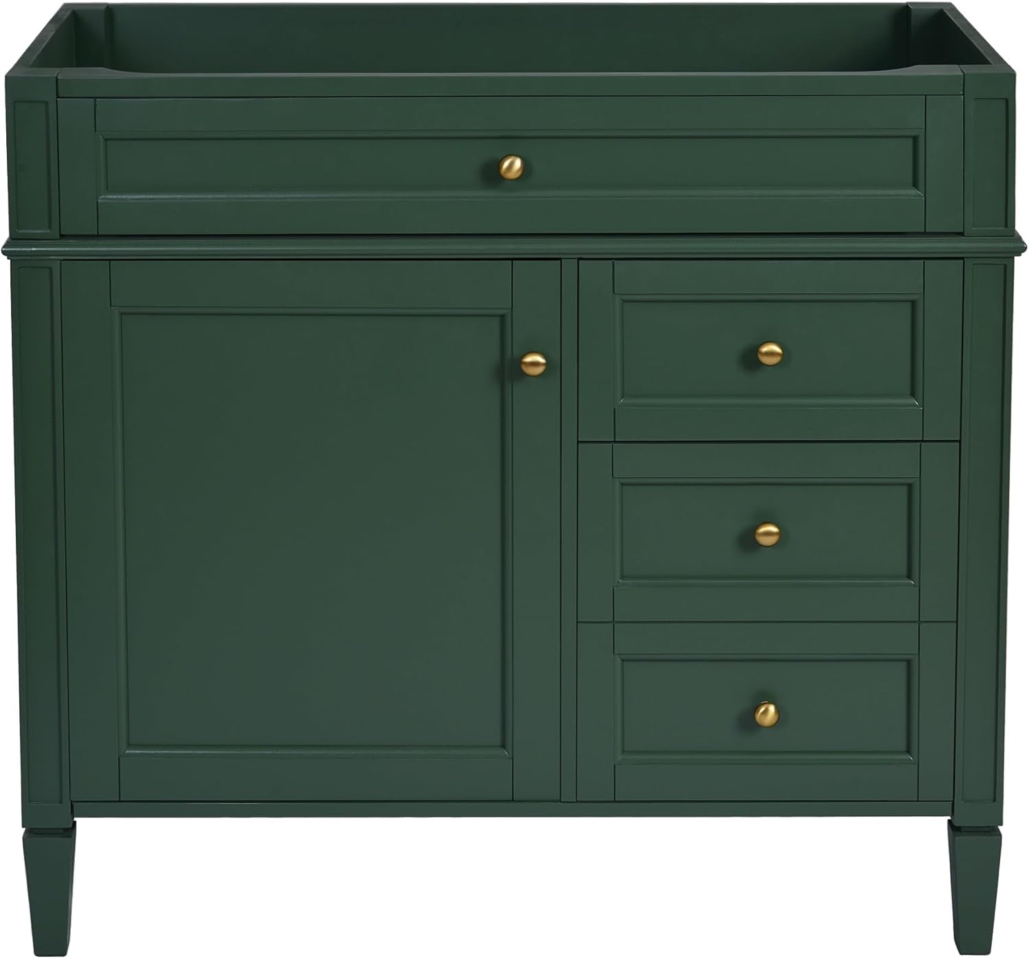 LZ LEISURE ZONE 36'' Bathroom Vanity Without Top Sink, Modern Bathroom Storage Cabinet with 2 Drawers and a Tip-Out Drawer, Only Cabinet, Green