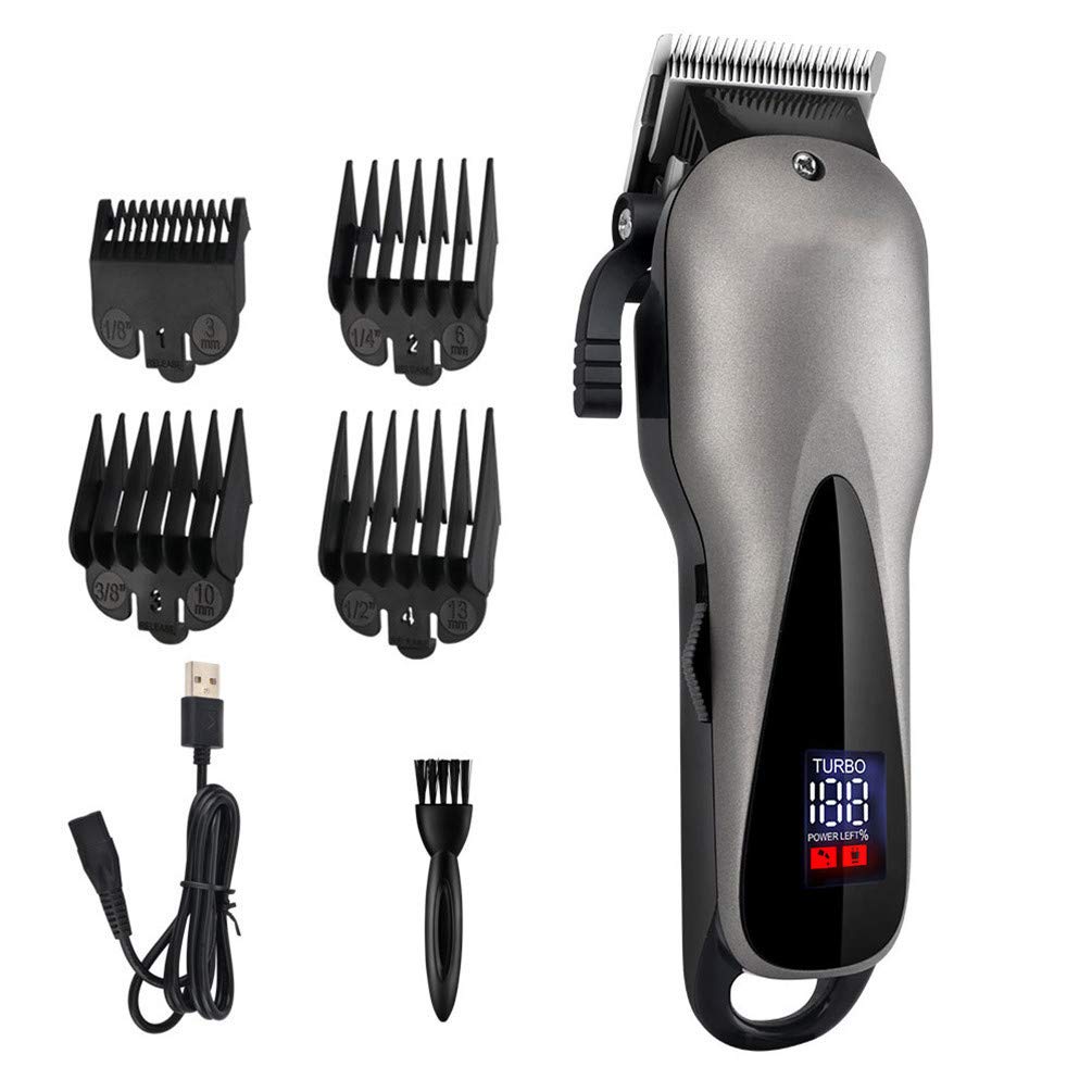 7 Pcs Professional Hair Clippers Rechargeable Led Display 2 Speed Adjustment Electric Hair Clippers With 4 Guide Comb For Grooming Kit Precision Trimmer Hair Cutting And Family Use