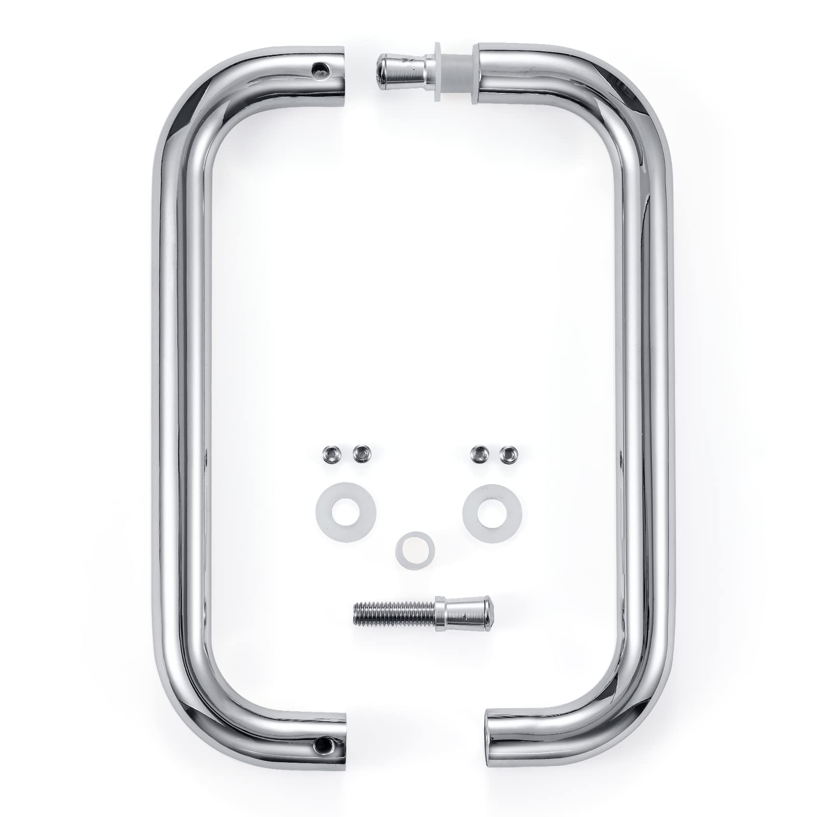 Ranbo Shower Glass Door Handle, 203mm (8 Inch) Hole Centres, Polished Chrome, 304 Stainless Steel,1.0mm Thick Tube - Image 3