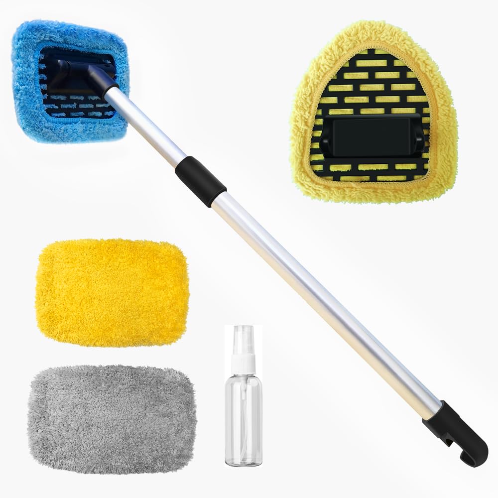 Manelord Pulitore per parabrezza, set per auto con manico telescopico, detergente per parabrezza e pulizia Raffstore