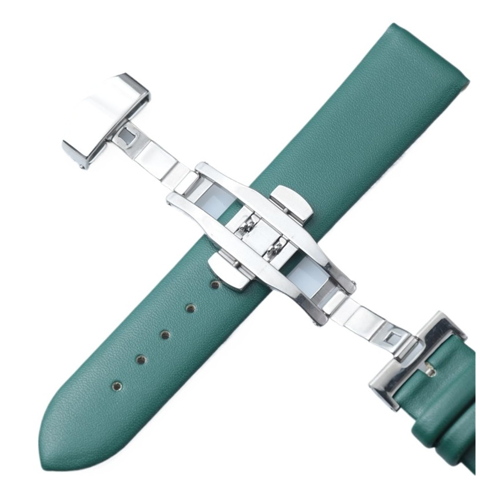 HuanJ Bracelet De Montre En Cuir Véritable, Accessoires, Bracelet Souple Et Fin Avec Boucle Papillon Automatique En Acier Inoxydable
