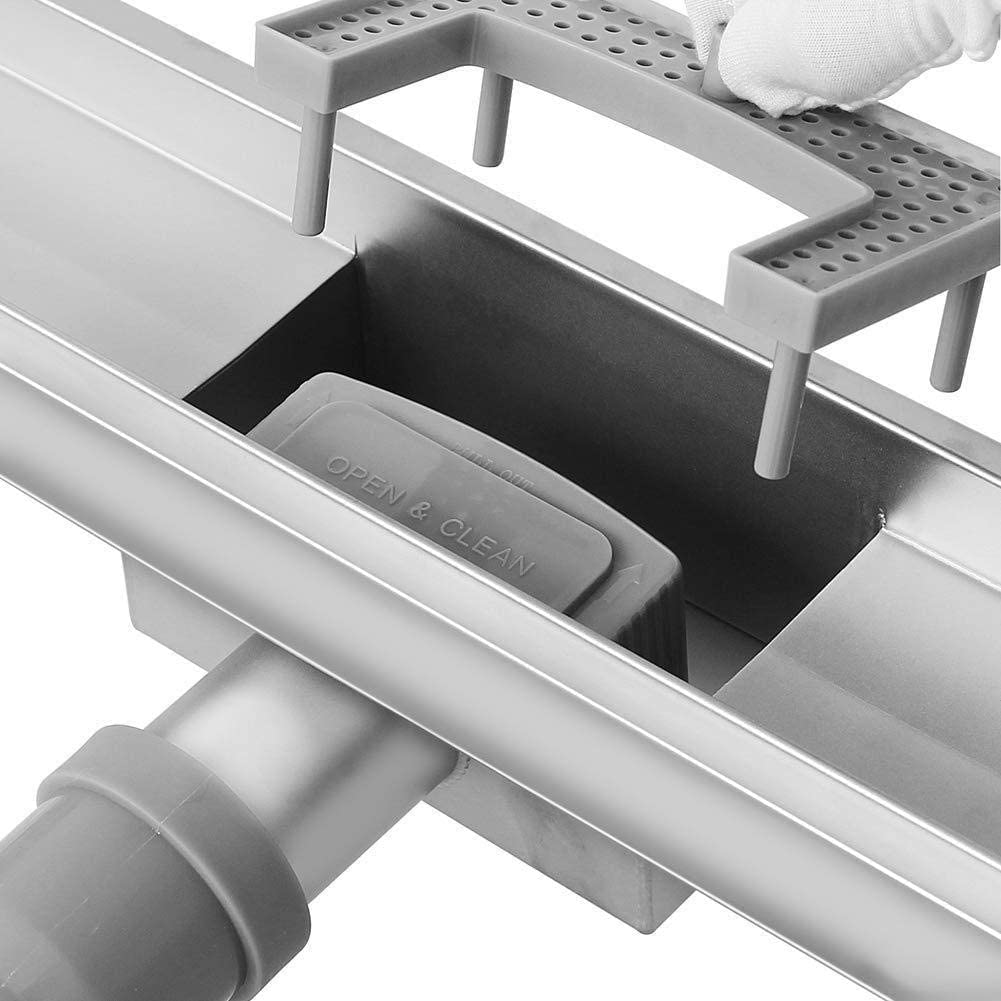 AICA Caniveau De Douche En Acier Inoxydable Italien,siphon De Drainage Au Sol En Carrelagereglable En Hauteur Avec Desodorisant Style 4 100 Cm 92076252